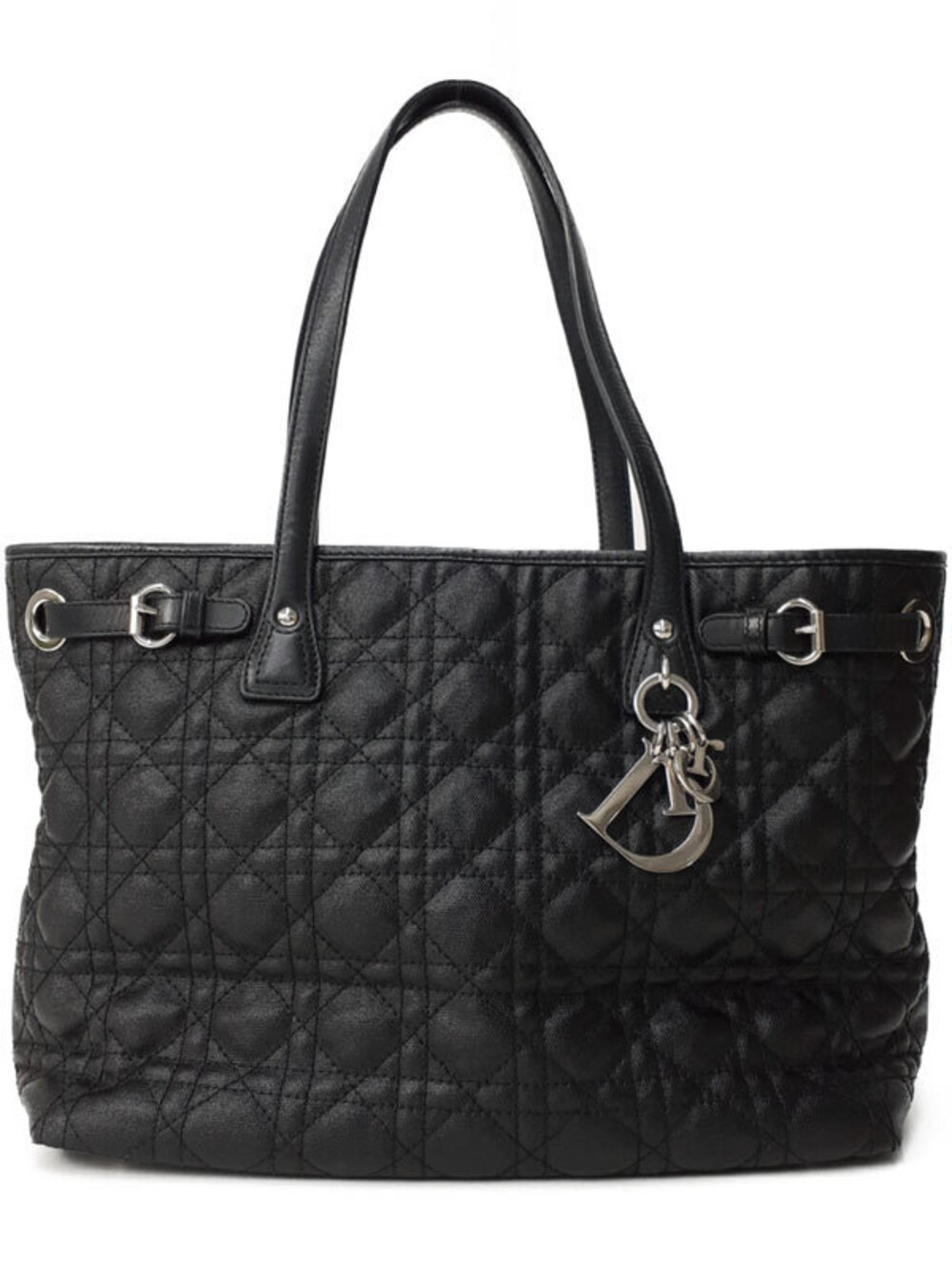 Christian Dior Black Cannage Panarea Tote quilted Black